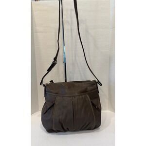 TIGNANELLO‎ Dark Brown Genuine Leather Silver Hardware Shoulder Bag Purse